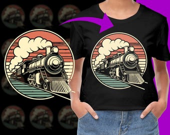 Vintage Train Retro Locomotive Conductor PNG, Free Commercial use, Instant Download