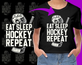 Eat Sleep Hockey Repeat Ice Hockey Player PNG, Free Commercial use, Instant Download
