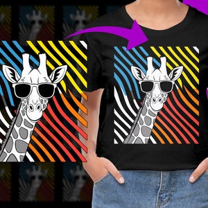 Retro Giraffe with Sunglasses PNG, Free Commercial use, Instant Download