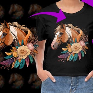Floral Horse 3 PNG, Free Commercial use, Instant Download