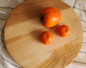 Large Edge Grain Lazy Susan Turntable, Charcuterie Board, Rustic Wooden Cake Stand, Serving Kitchen Decor, Christmas Gift for Mom, Grandma