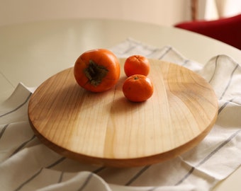 Kitchen Grandma Gift - Rolling Tray Lazy Susan, Rotating Board Serving Plate, Wooden Cake Stand Charcuterie Board, Crafted Host Gift for Mom