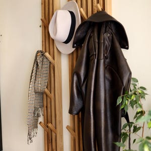 Entryway Wall Coat Rack, Wooden Hooks, Mid Century Wall Hanging Towel Rack for Bathroom, Wall Hooks and Hat Rack, Rustic Wooden Bath Decor