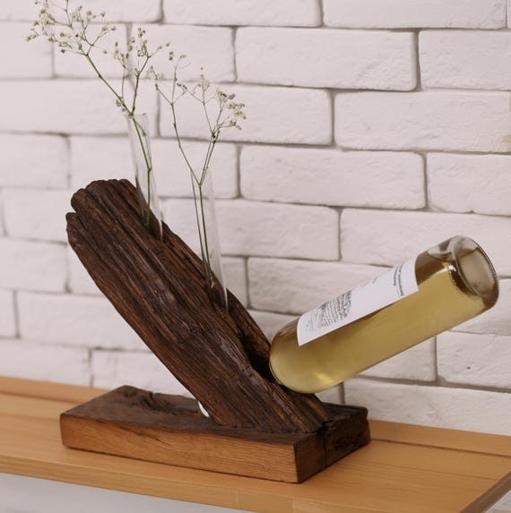 Unique Rustic Gift Wine Rack, Floating Wine Bottle Holder, Barn