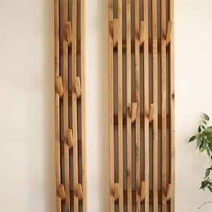 Entryway Wall Coat Rack, Wooden Hooks, Mid Century Wall Hanging Towel Rack for Bathroom, Wall Hooks and Hat Rack, Rustic Wooden Bath Decor