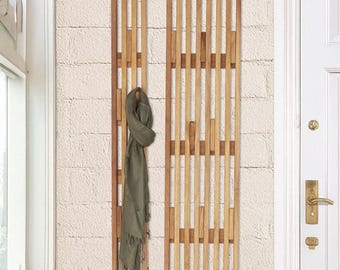 Piano Coat Rack Wall Mount, Wooden Hooks, Hanging Hat Rack for Entryway, Solid Oak Bathroom Towel Hooks, Handmade Wood Towel Clothing Rack