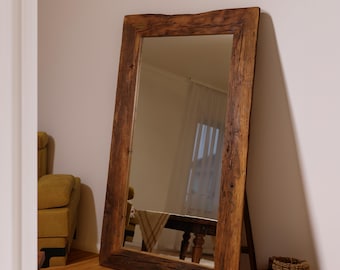 Rustic Floor Mirror Frame, Full Length Reclaimed Centennial Wood Frame, Antique Bathroom Decor, Farmhouse Style Wall Decor, Eco Gift for Her