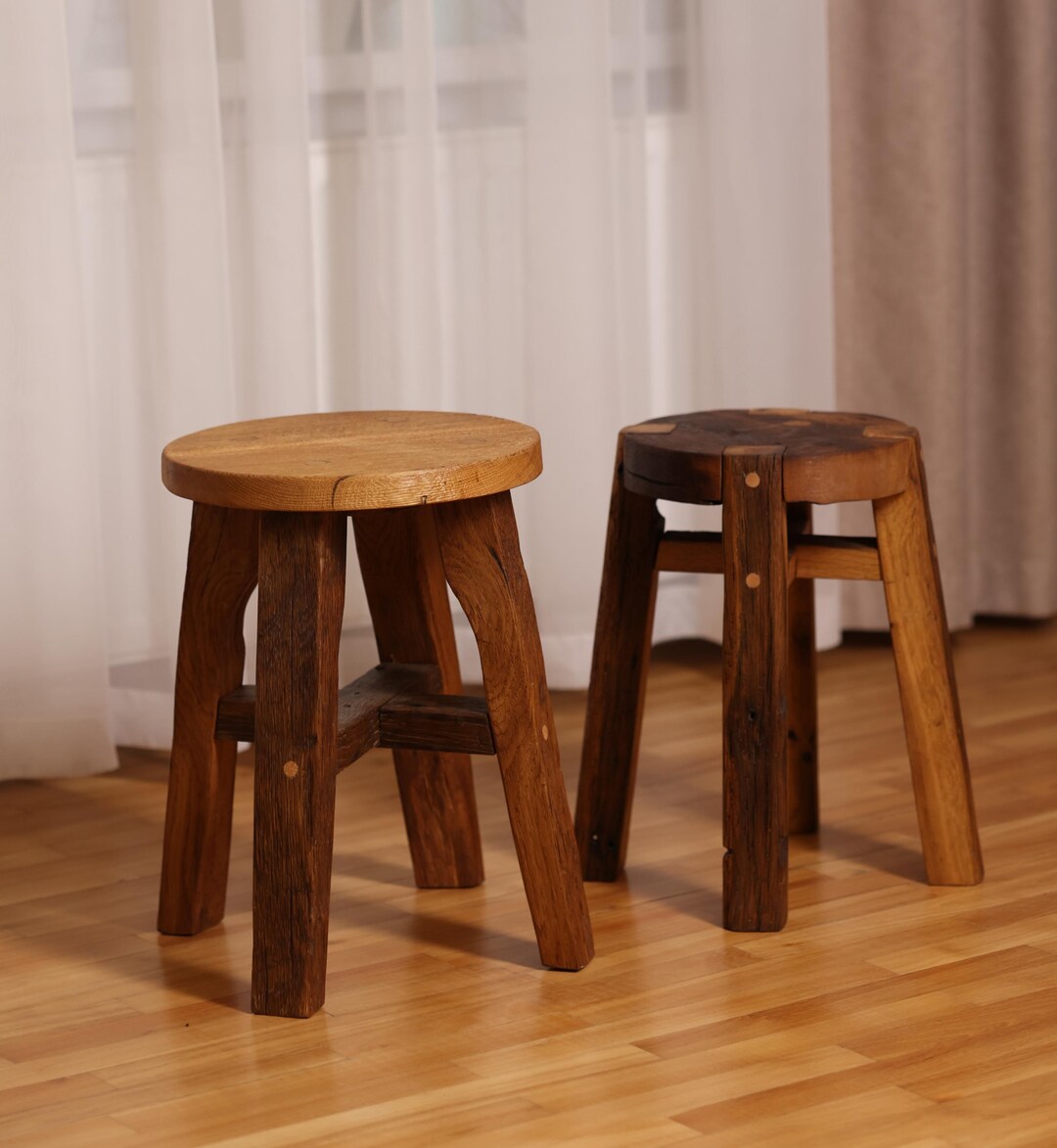 Short Table Stools Unique Small Stool, Rustic Side Table, Light Plant Stand, Housewarming ...
