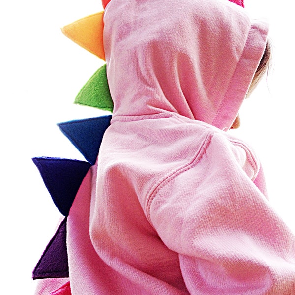 Toddler Pink Rainbow Spike Dinosaur Dragon Zip Up Hoodie