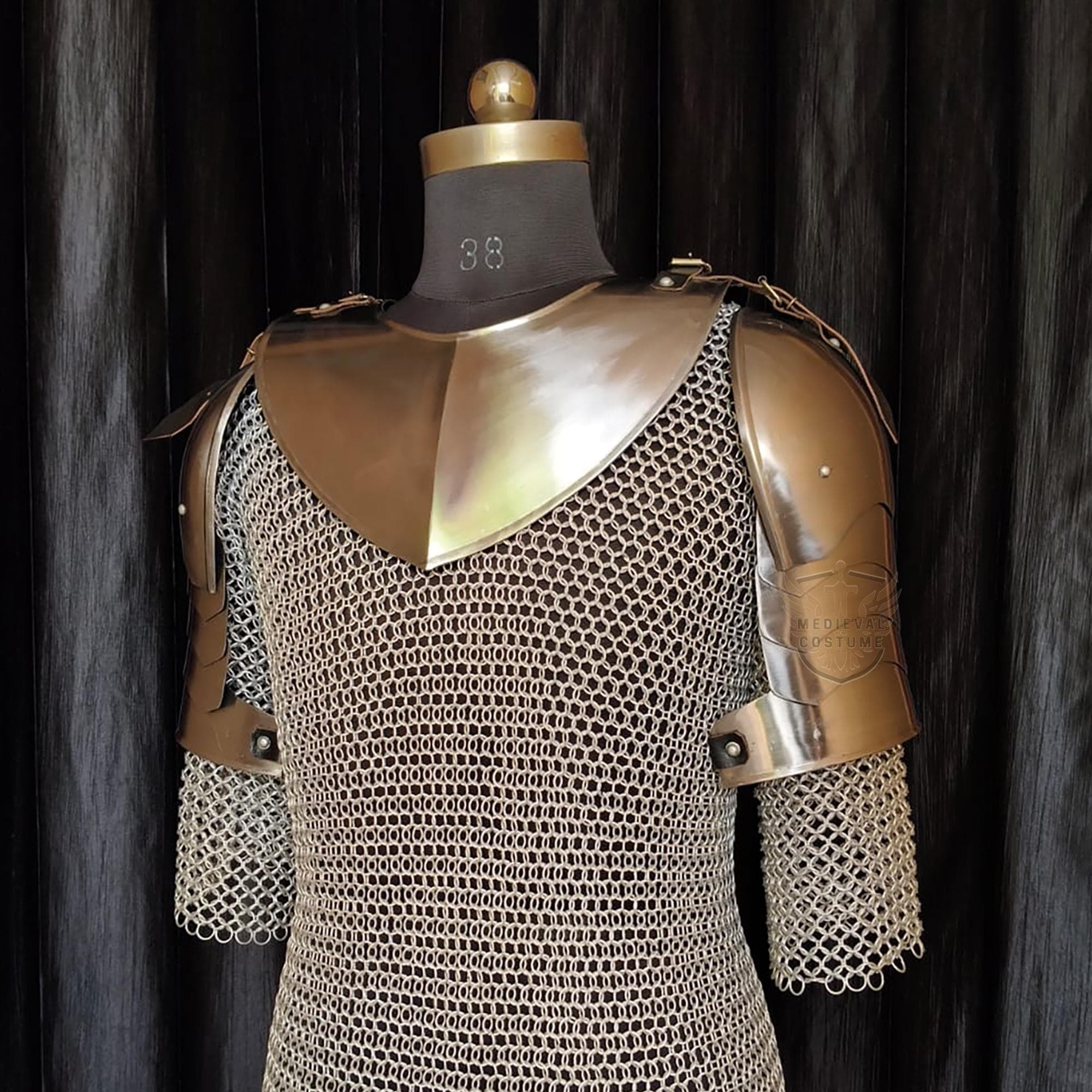 Handcrafted 18 Gauge Mild Steel Gorget Pauldron Set: Knight Spaulder Armor LARP Renaissance Renfaire