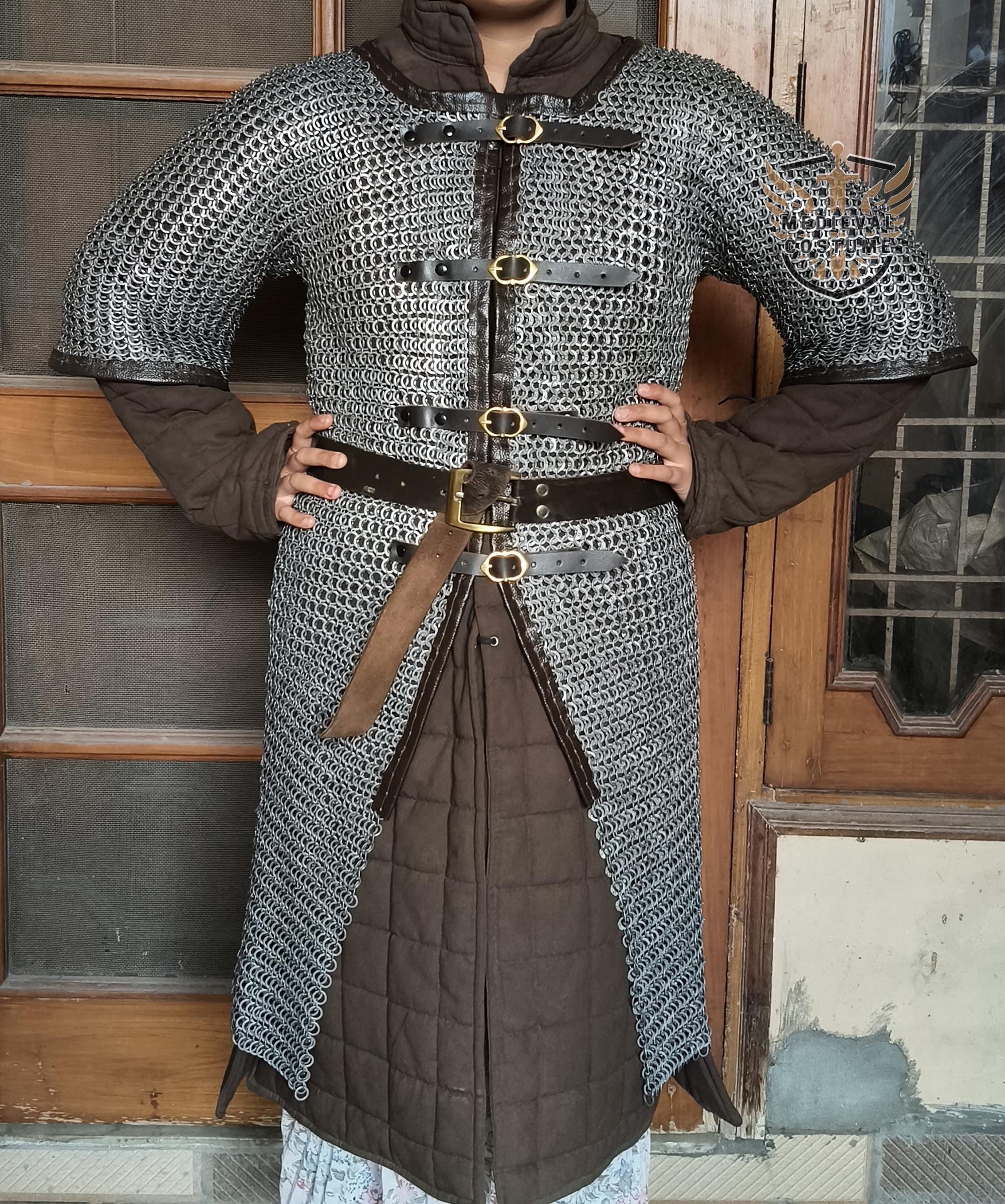 Capuche Cotte De Mailles Médiévale - 9 Mm Rivetée Plate - Reproduction