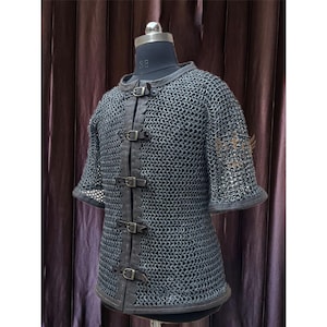 Aluminum Chainmail Shirt dark Gray, 10mm 16 Gauge MAS-085 Maille Armor Flat Ring Dome Riveted With Solid Rings Father&#39;s day Gifts