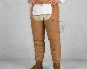 Medieval Padded Linen Leggings - Quilted Chausses for SCA Armor & LARP