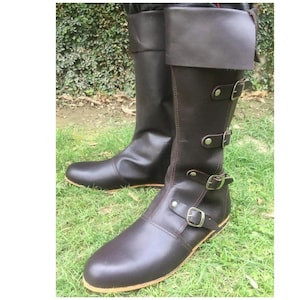 Middeleeuwse LEREN laarzen MAS-047 - RENAISSANCE Viking Pirate Boots Mans - Vaderdagcadeaus