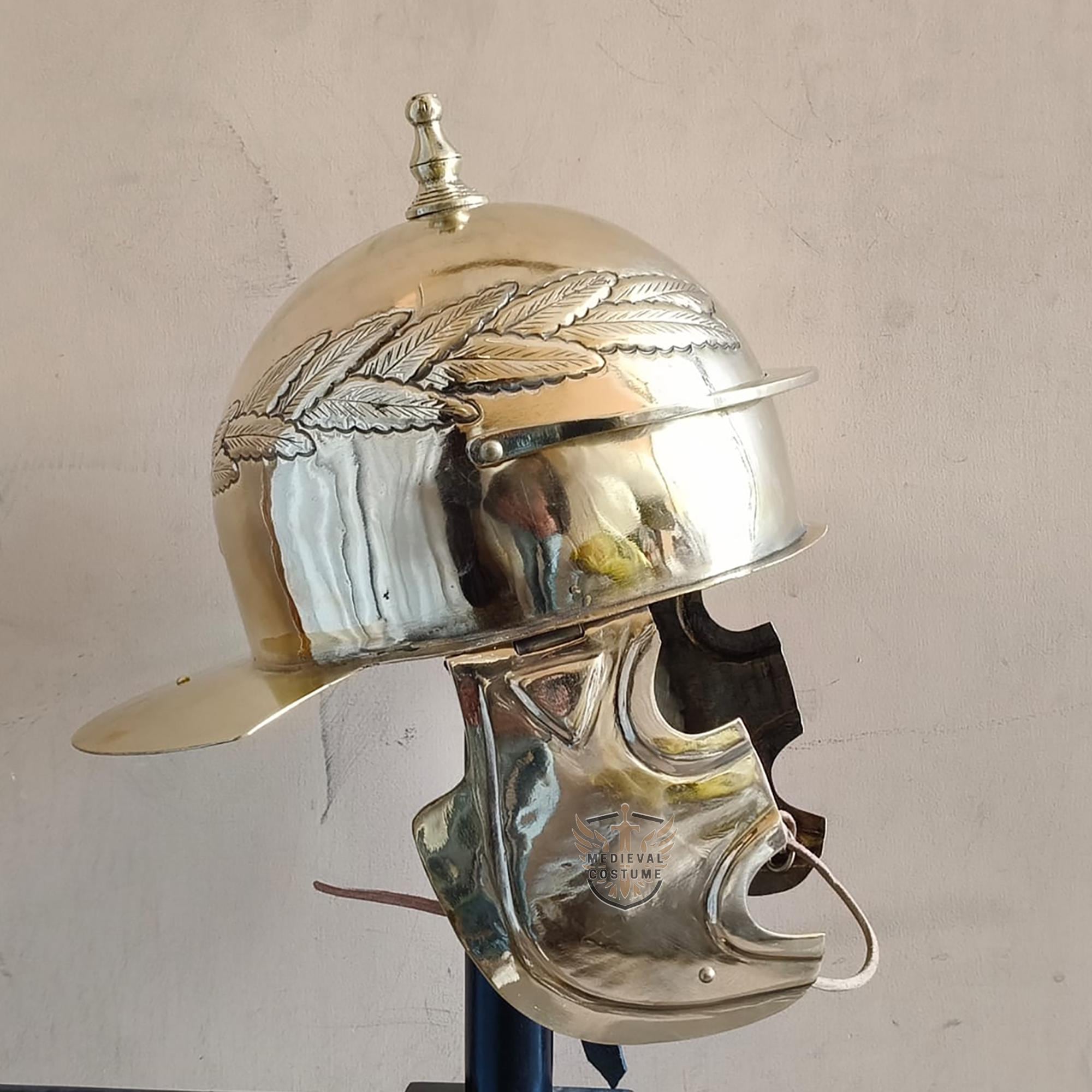 ローマ軍団兵ヘルメット真鍮製レプリカ：帝国ガリア百人隊長用鎧 