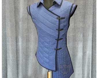 Medieval Gambeson Padded Armor - Cotton Gambeson Sleeveless with Coller, MAS-0140 Reanctment Viking Costume, Labor Day