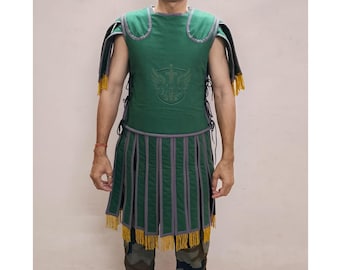 Green Roman Subarmalis Padded Armor - Roman Legionary Costume, Historical Reenactment Gambeson, SPQR