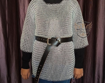 Aluminum Butted Chainmail Hauberk: Half Sleeve Round rings Medieval Shirt for evetns
