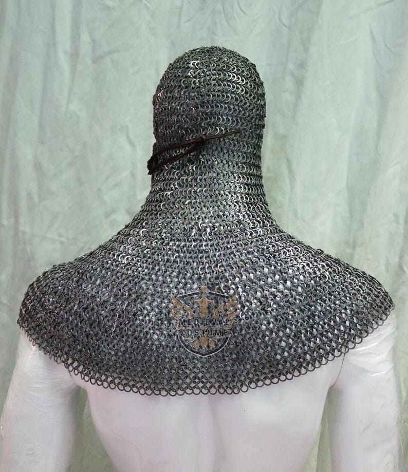 9mm Flat Ring Riveted Chainmail Coif: Medieval LARP Hood for Events - Etsy