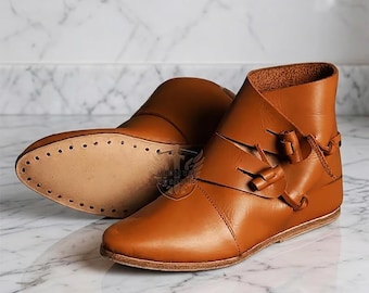 Viking Toggle Leather Boots: Ren Fair Costume shoes MA-51 Easter