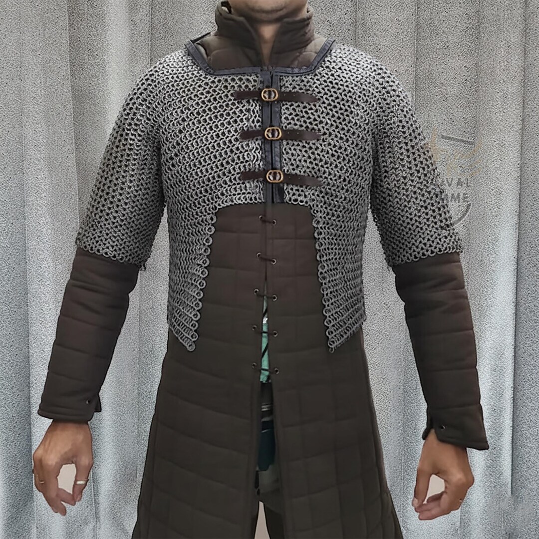 9mm Flat Riveted Chainmail Hauberk Half Sleeve Mild Steel Solid Rings ...