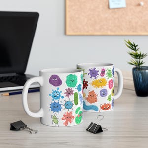 Science Lab 11oz White Mug, Microbes Bacteria Virologist Scientist Gift, Microbiology Tea Coffee Cup, Laboratory Biology Chemistry Present,