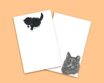 Watercolor Kitten and Cat. Two Notepad Set by Liz Hutnick