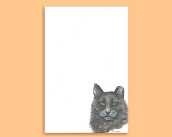 Watercolor Kitty with Clipped Ear. Notepad by Liz Hutnick