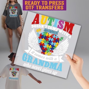 Autism Grandma DTF, Autism DTF, Autism Day Ready to Press, Autism Awareness DTF Transfer
