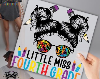 Little Miss Fourth Grade DTF, Start of School DTF Transfer, Back to School 4th Grade DTF, Personalized School Ready to Apply, Ready to Press
