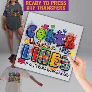Color Outside The Lines DTF, Superheros Autism DTF, Autism Day Ready to Press, Autism Awareness DTF Transfer