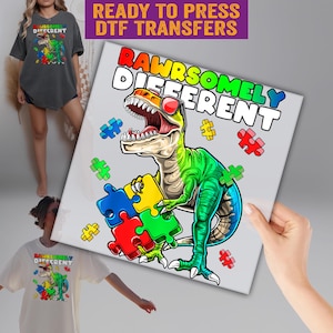 Rawr Somely Different DTF, Autism DTF, Autism Day Ready to Press, Autism Awareness DTF Transfer