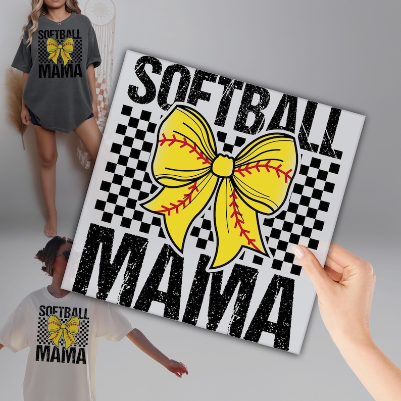 a woman holding up a softball mom sign