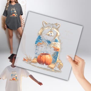 Presse à chaud Raton laveur, En attendant Halloween DTF, Peur d'Halloween DTF