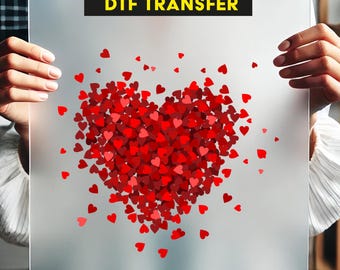 Hearts DTF,  Valentines day DTF, Pink Valentine DTF Transfer