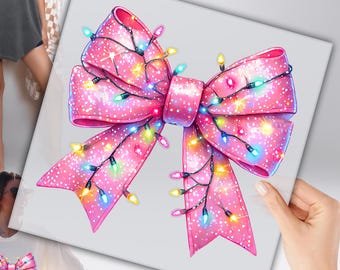 Pink Coquette Dtf, Christmas Lights Dtf, Christmas Bow Dtf, Christmas Vibes DTF, Woman Christmas DTF