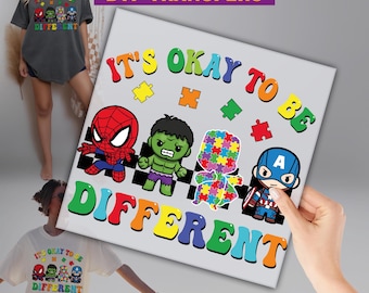 It's Okay To Be Different DTF, Superheros Autism DTF, Autism Day Ready to Press, Autism Awareness DTF Transfer