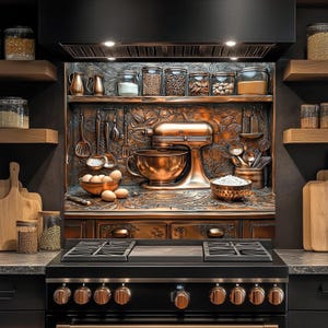 Backsplash van gehard glas voor keuken, glazen backsplash, koperen backsplash voor keuken, backsplash rustieke keuken, backsplash fornuis, backsplash fornuis