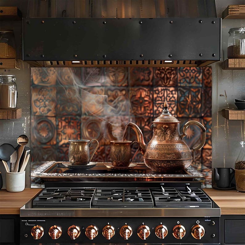 Moroccan Tea Style Glass Backsplash, Tempered Glass Backsplash, Kitchen ...