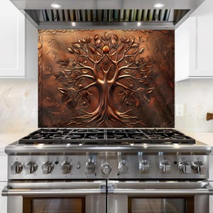 Salpicadero de vidrio templado Árbol de la Vida, para cocina, resistente al calor, fácil de limpiar. imagen 6