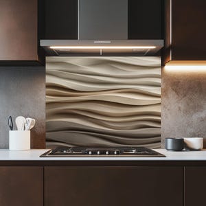 Taupe Ridge Harmony Tempered Glass Backsplash, Taupe Kitchen Backsplash, Kitchen Backsplash Behind Stove, Glass Backsplash for Kitchen