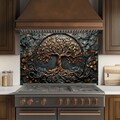 Tree of Life Glass Backsplash, Tempered Glass Backsplash for Kitchen, Kitchen Backsplash Behind Stove, Rustic Stove Backsplash, Splashback