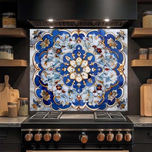 Protector contra salpicaduras de vidrio templado, protector contra salpicaduras de vidrio Royal Bloom, protector contra salpicaduras de cocina, protector contra salpicaduras de vidrio resistente al calor, protector contra salpicaduras fácil de limpiar