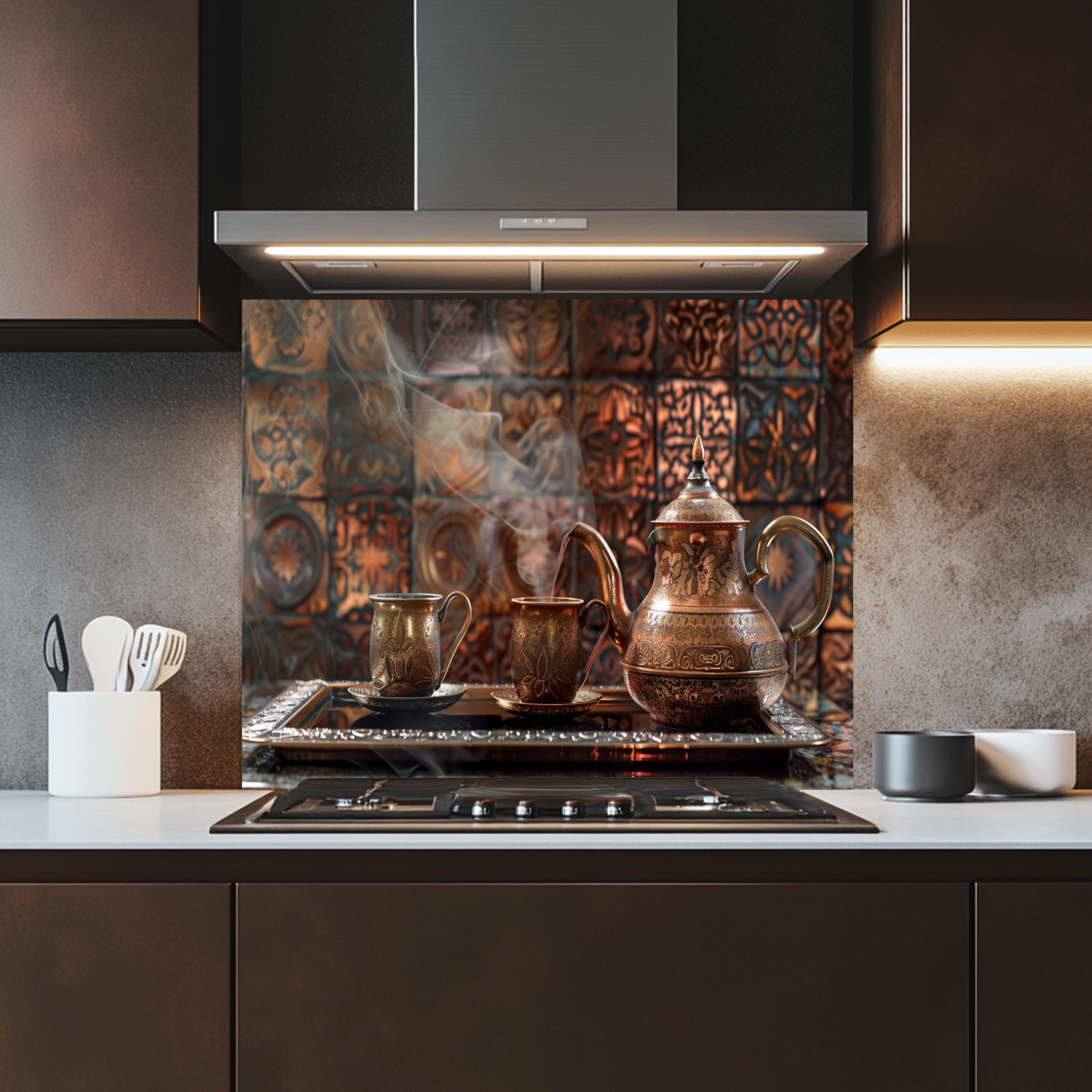 Moroccan Tea Style Glass Backsplash, Tempered Glass Backsplash, Kitchen ...