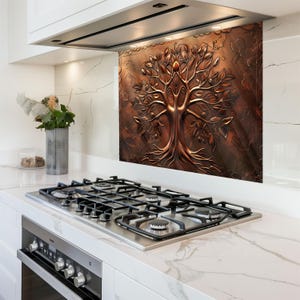 Salpicadero de vidrio templado Árbol de la Vida, para cocina, resistente al calor, fácil de limpiar. imagen 10