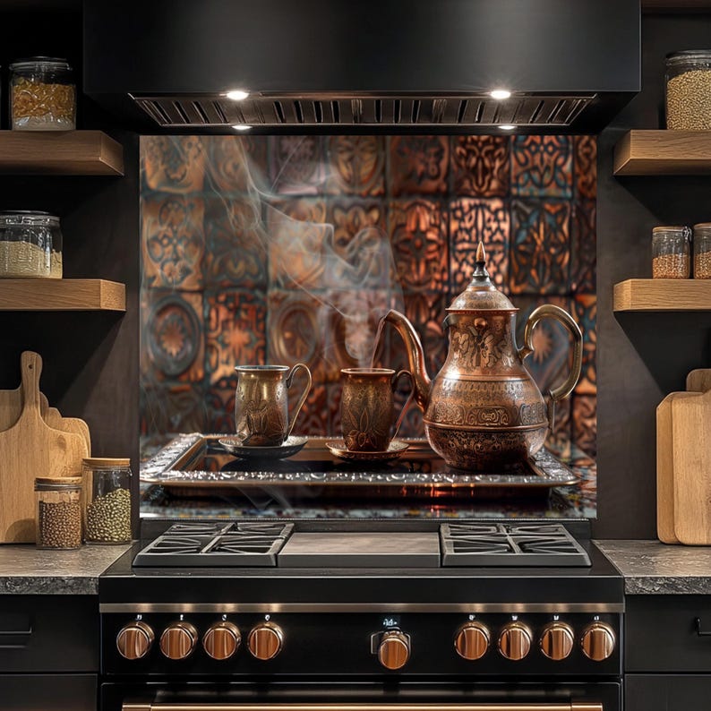Moroccan Tea Style Glass Backsplash, Tempered Glass Backsplash, Kitchen ...