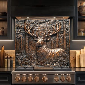 Deer Tempered Glass Backsplash, Forest Stag Glass Backsplash, Kitchen Backsplash Behind Stove, Glass Backsplash for Kitchen, Splashback