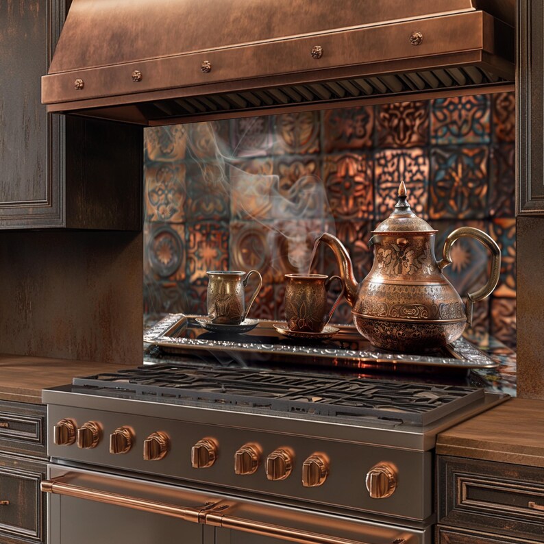 Moroccan Tea Style Glass Backsplash, Tempered Glass Backsplash, Kitchen ...