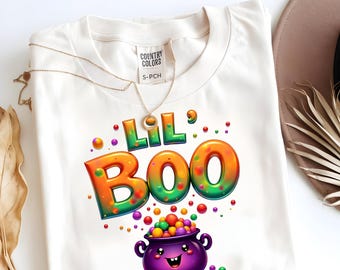Lil' Boo Witchy Cauldron PNG | Cute Halloween Witch Design for Kids and Adults | Digital Download for Sublimation, Children, Trick or Treat