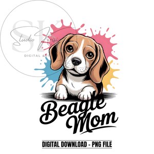 Beagle Mom PNG: Watercolor Splash, Dog Lover Sublimation (Digital Download)
